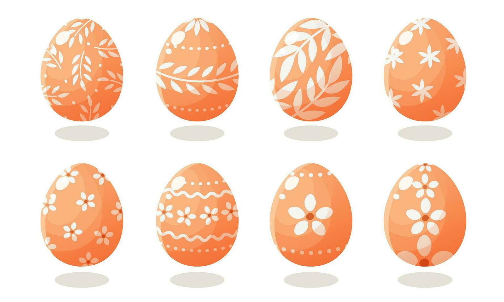 impostato di Pasqua uova con diverso modelli. vettore illustrazione su un' bianca sfondo. contento Pasqua. primavera vacanza. collezione di decorativo Pasqua simbolo. primavera colorato cioccolato uovo.