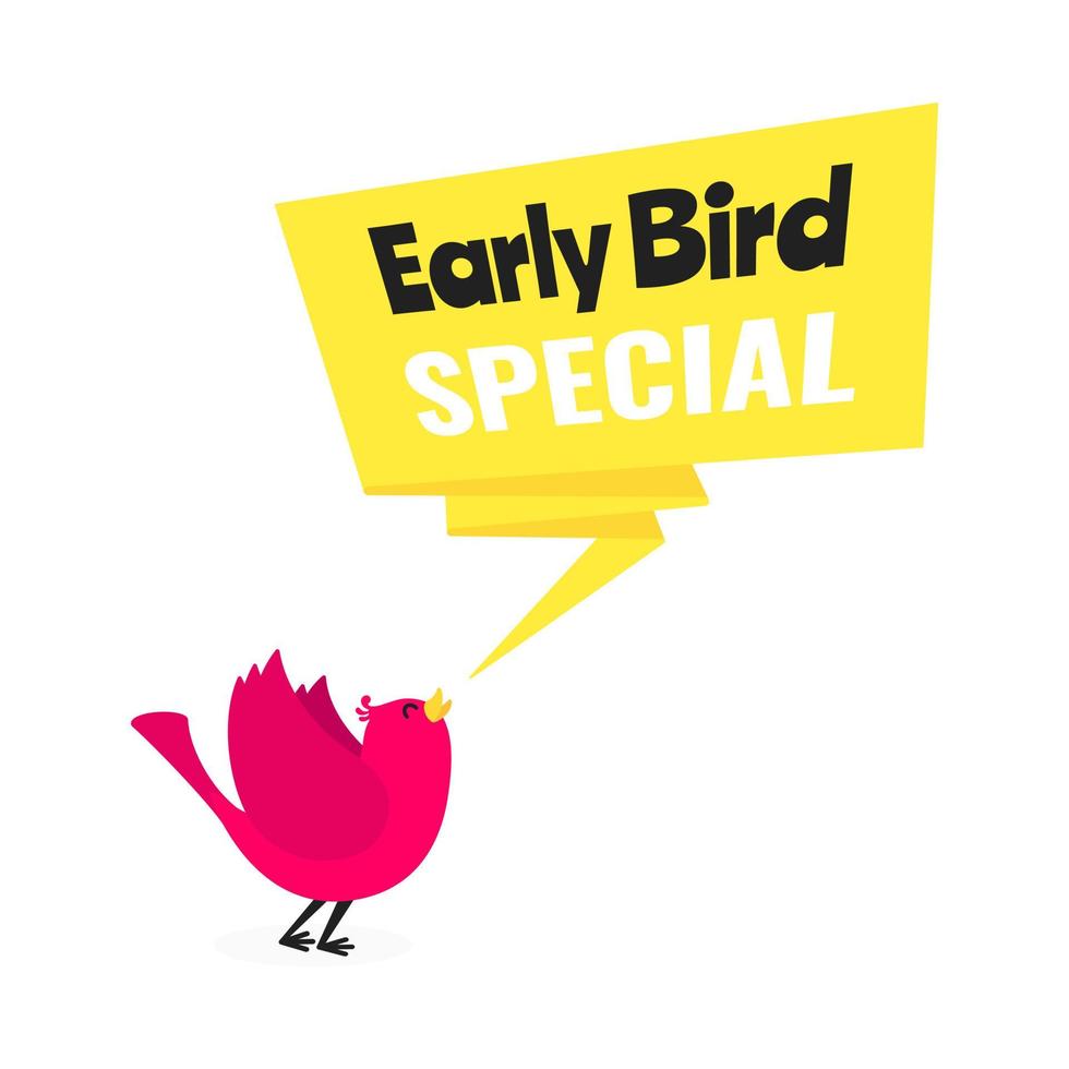 Early bird offerta speciale sconto vendita evento banner piatto stile design illustrazione vettoriale. vettore