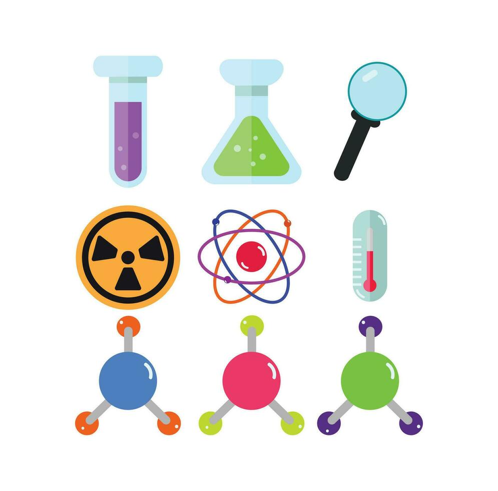 scienza e chimica icone, vettore modello