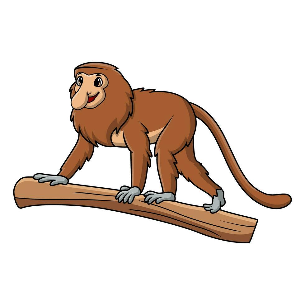 carino proboscide scimmia cartone animato su bianca sfondo vettore