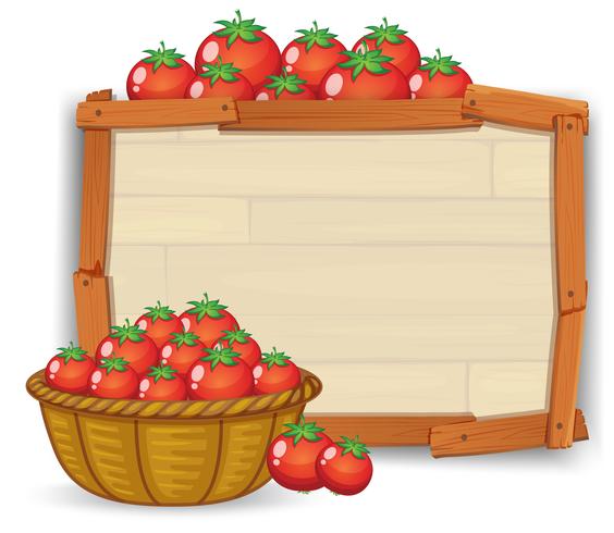 Pomodoro su tavola di legno vettore