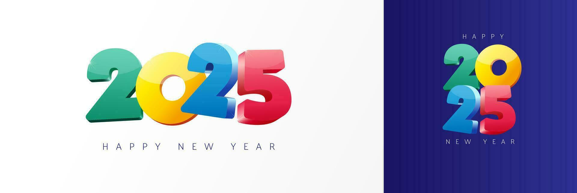 2025 contento nuovo anno 3d colorato tipografia. impostato di numero icone vettore