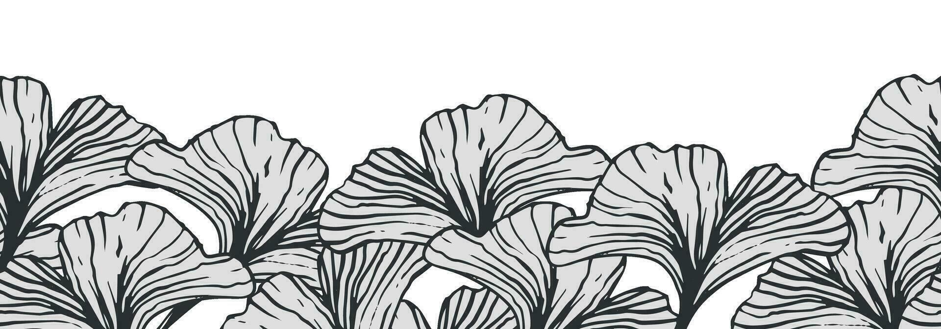 ginkgo le foglie decorativo confine siamo evidenziato su un' bianca sfondo. un' modello di le foglie. vettore illustrazione. per natura, eco e design. disegnato a mano impianti, un' telaio per un' cartolina.