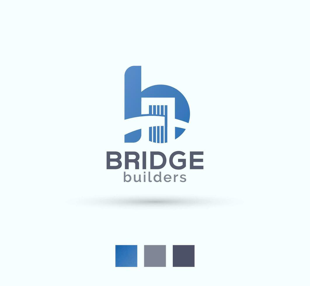 B lettera ponte costruttore logo design vettore