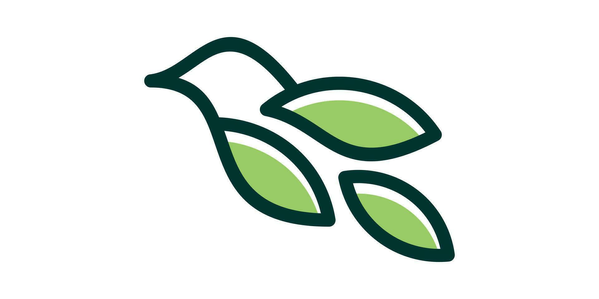 logo design combinazione di uccello forma con foglie, minimalista icona, vettore, simbolo. vettore