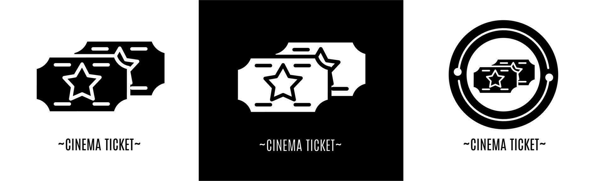 cinema biglietto logo impostare. collezione di nero e bianca loghi. azione vettore. vettore