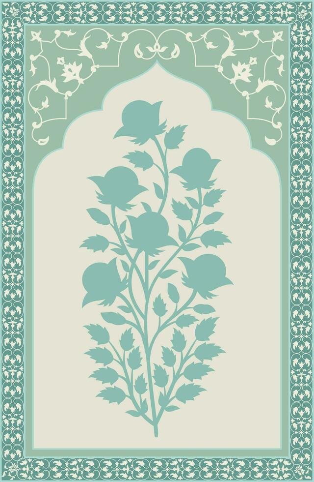 tradizionale indiano fiore motivo. Mughal mano disegnato, Mughal parete quadri. Vintage ▾ indiano popolare fiore. botanico floreale etnico motivo. tradizionale orientale fiore motivo design. vettore