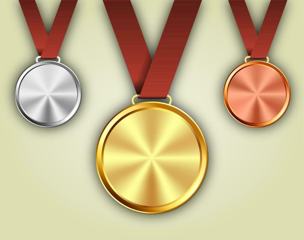 set di medaglie d'oro, d'argento e di bronzo vettore