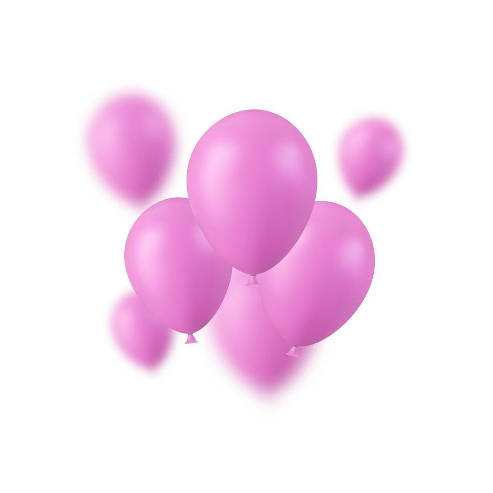 3d realistico rosa contento compleanno palloncini volante per festa e celebrazioni vettore