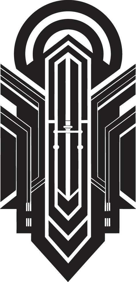 geometrico deco sinfonia vettore emblema design deco abilità artistica svelato logo vettore design