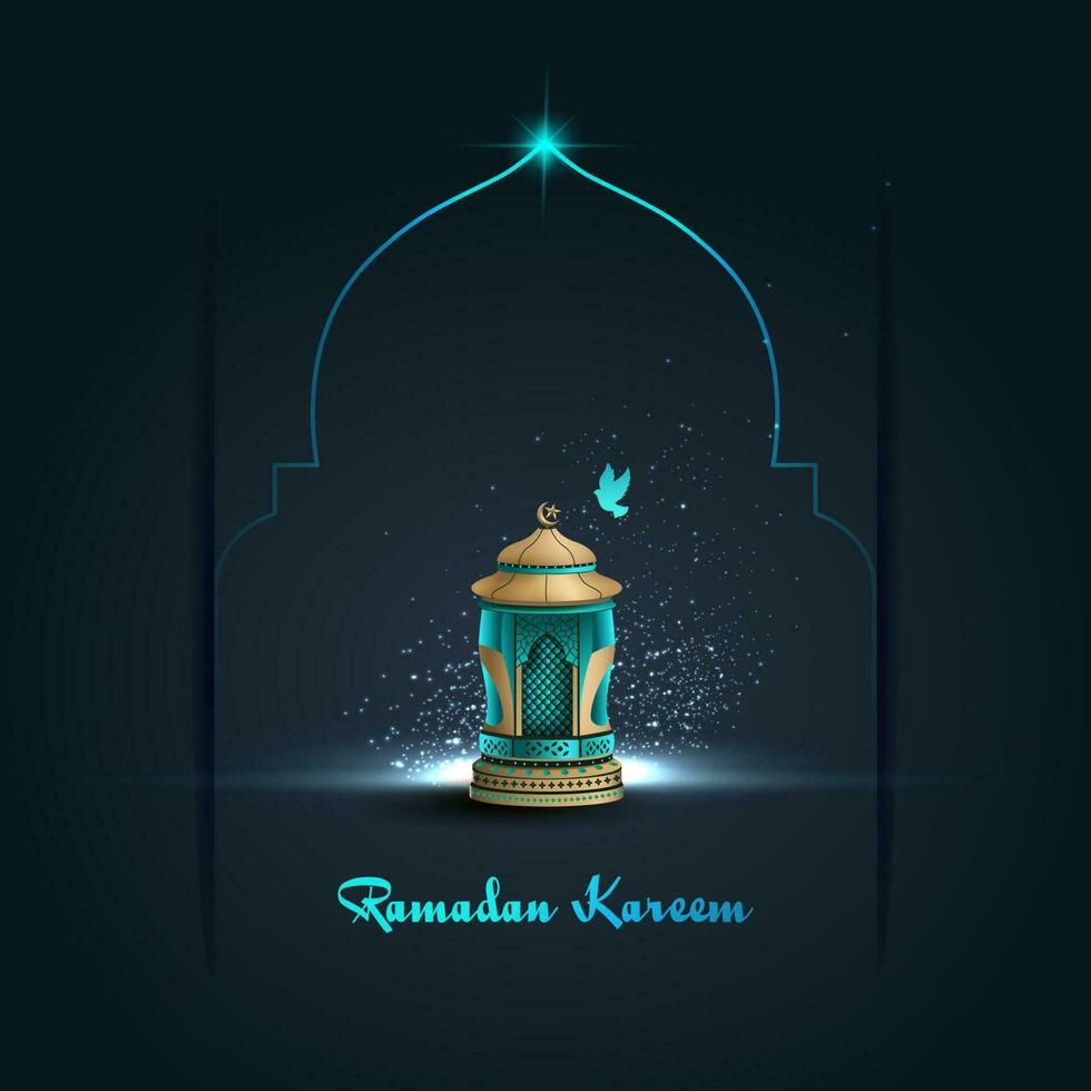 islamico saluti Ramadan kareem carta modello design con bellissimo lanterna vettore