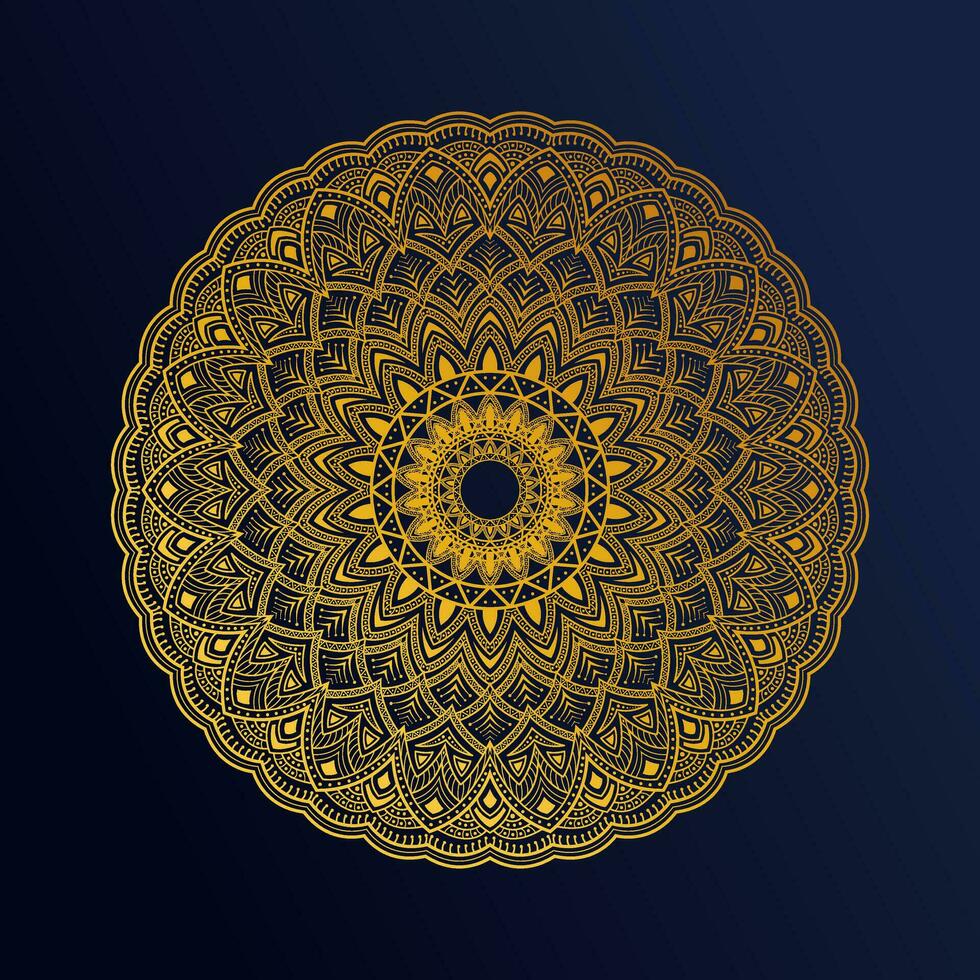 lusso ornamentale mandala sfondo design con d'oro arabesco modello Arabo islamico est stile. lusso mandala con oro colore uso per sfondo, striscione, manifesto, coperchio, carta, volantino. vettore