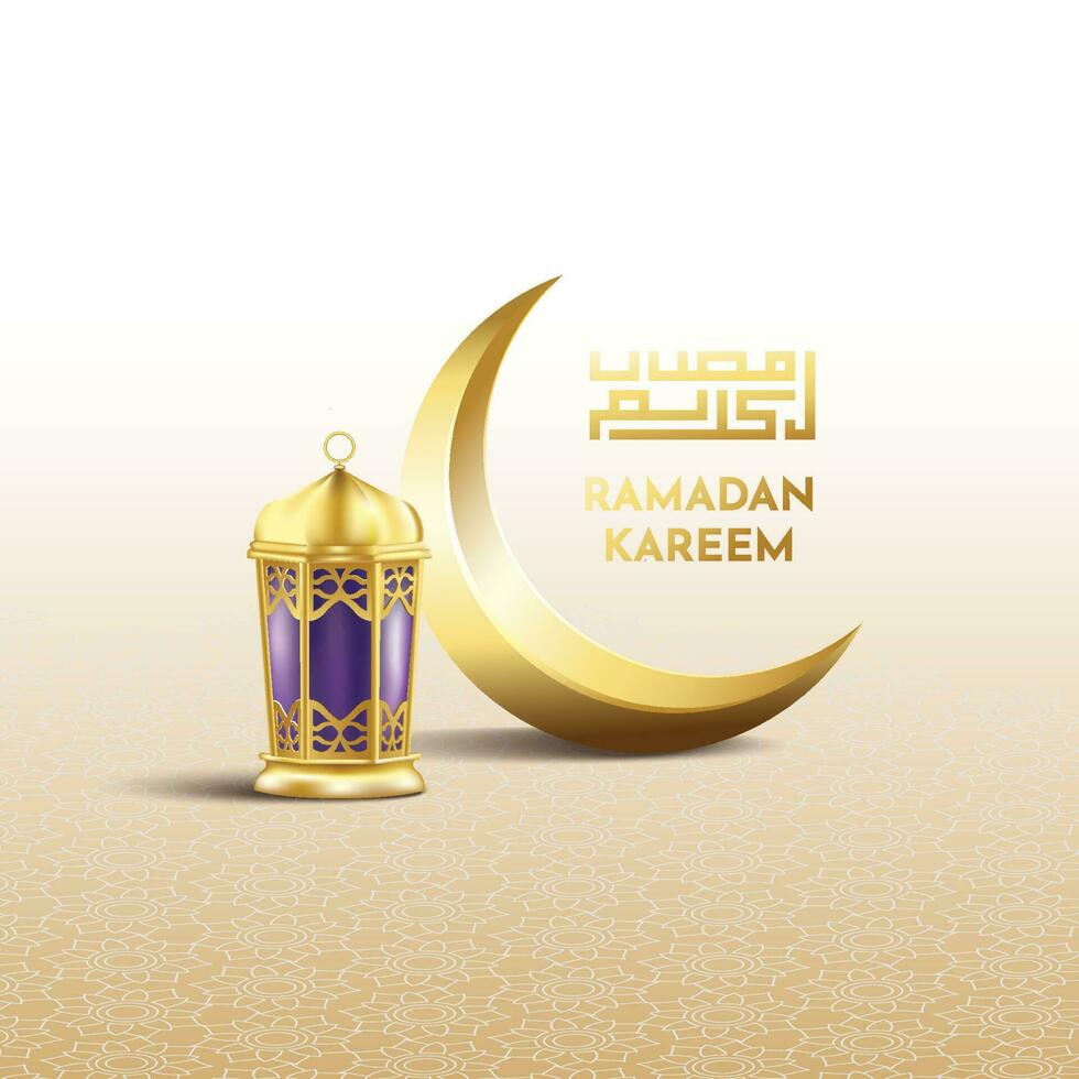 Ramadan kareem d'oro tema. calligrafia Kufi con lanterna. vettore eps 10