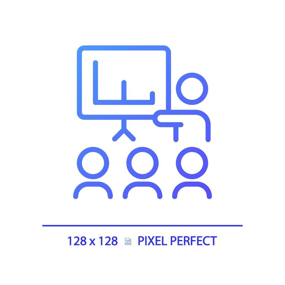 2d pixel Perfetto pendenza pubblico A proposito di icona, isolato vettore, magro linea viola illustrazione che rappresentano morbido abilità. vettore