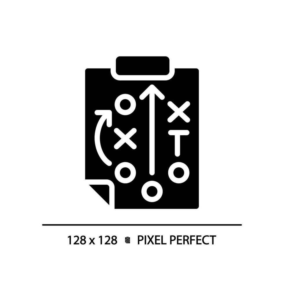 playbook nero glifo icona. americano calcio giocare strategia. pianificazione gioco. sviluppando tattica e strategie. silhouette simbolo su bianca spazio. solido pittogramma. vettore isolato illustrazione