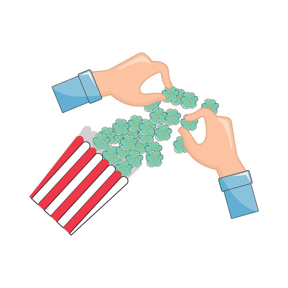 Popcorn verde nel mano illustrazione vettore