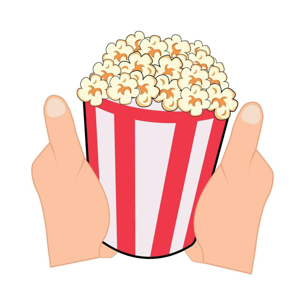 Popcorn nel mano illustrazione vettore