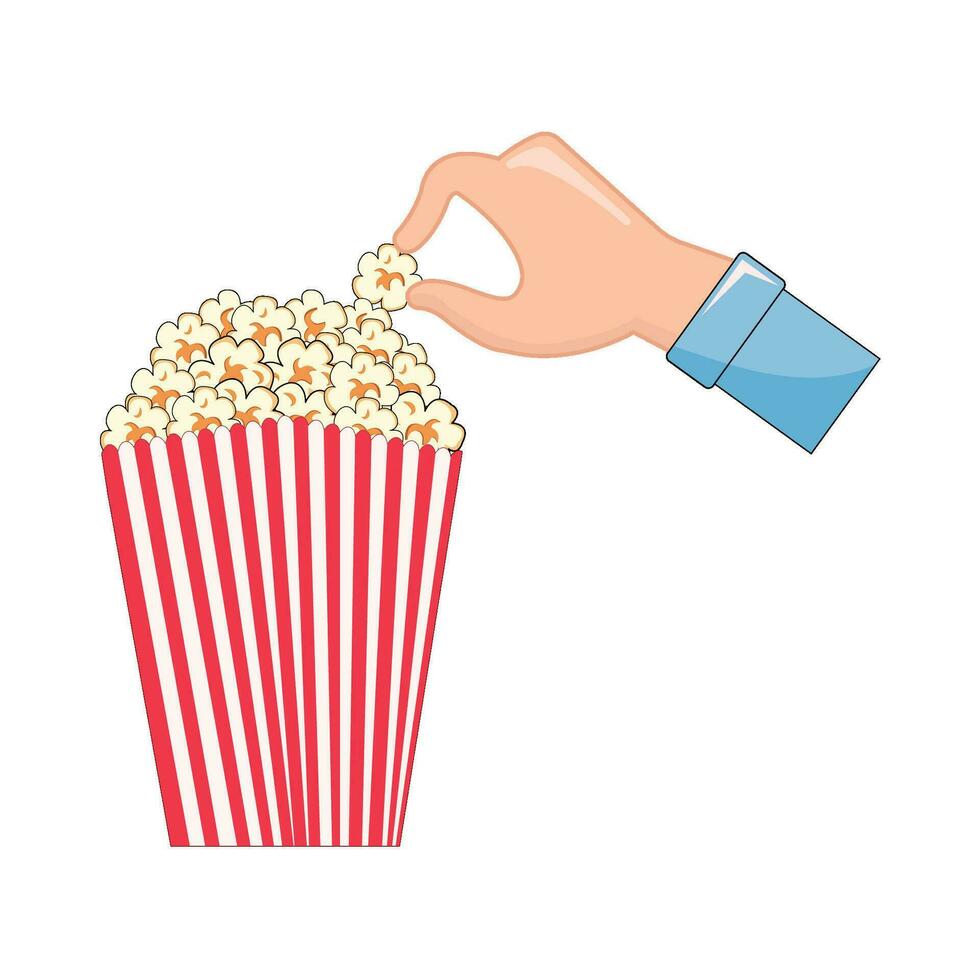 Popcorn nel mano illustrazione vettore