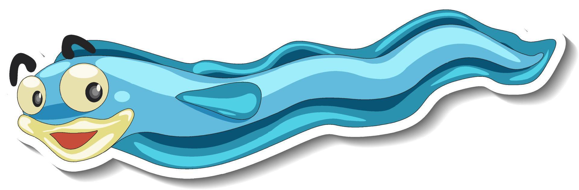 adesivo cartone animato animale anguilla di mare vettore