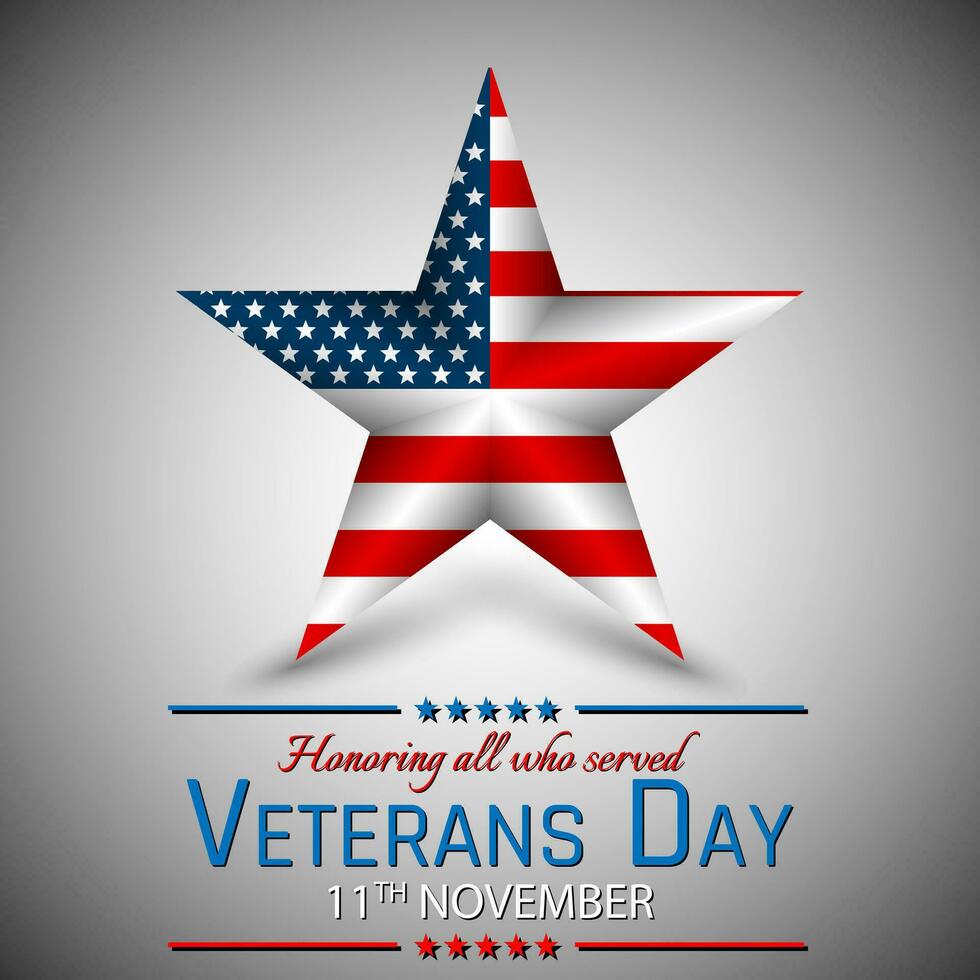 veterani giorno di Stati Uniti d'America con stella nel nazionale bandiera colori americano bandiera. onorare tutti chi servito. vettore illustrazione