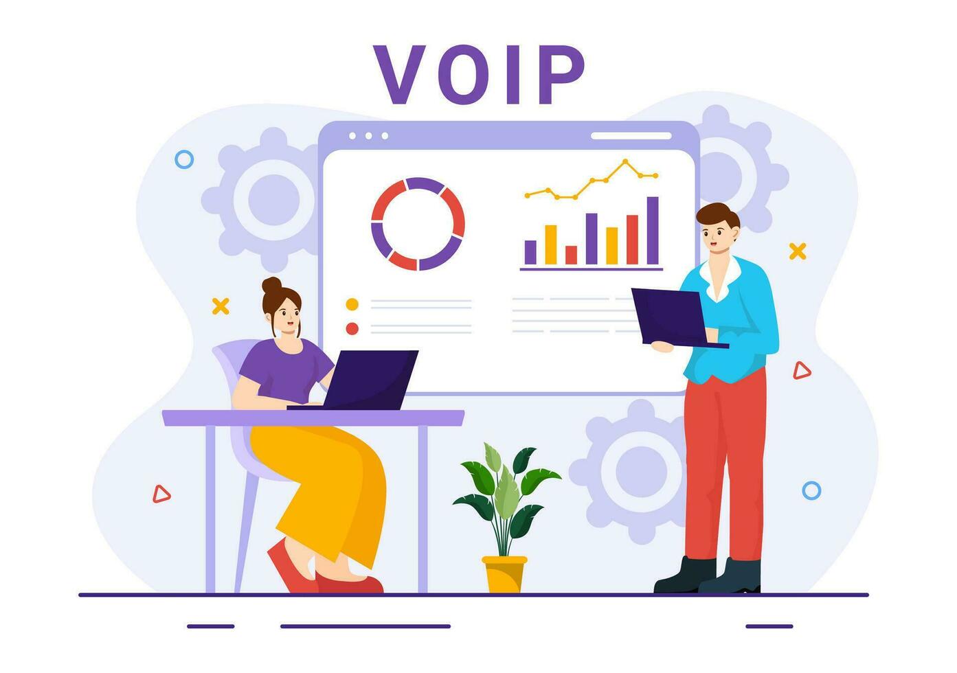 voip o voce al di sopra di Internet protocollo vettore illustrazione con telefonia schema tecnologia e Rete Telefono chiamata Software nel piatto sfondo