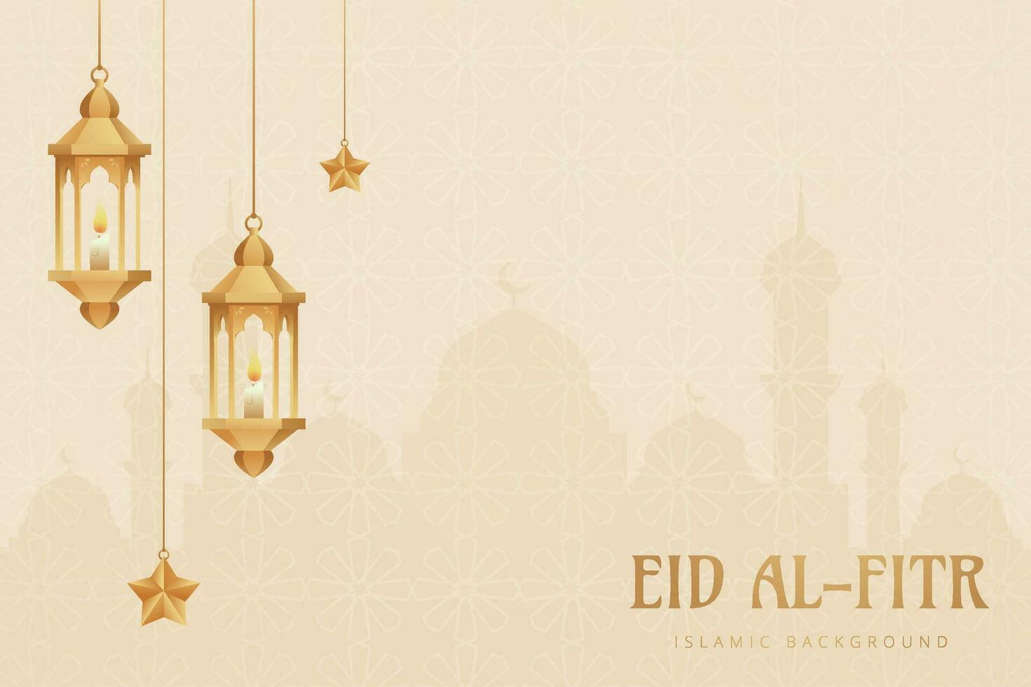 eid mubarak saluto carta con lanterne e moschea sfondo vettore