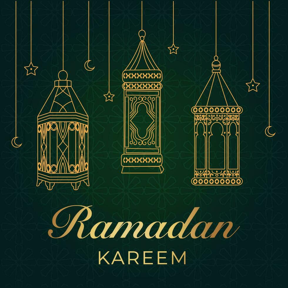 Ramadan kareem saluto carta con islamico lanterne vettore