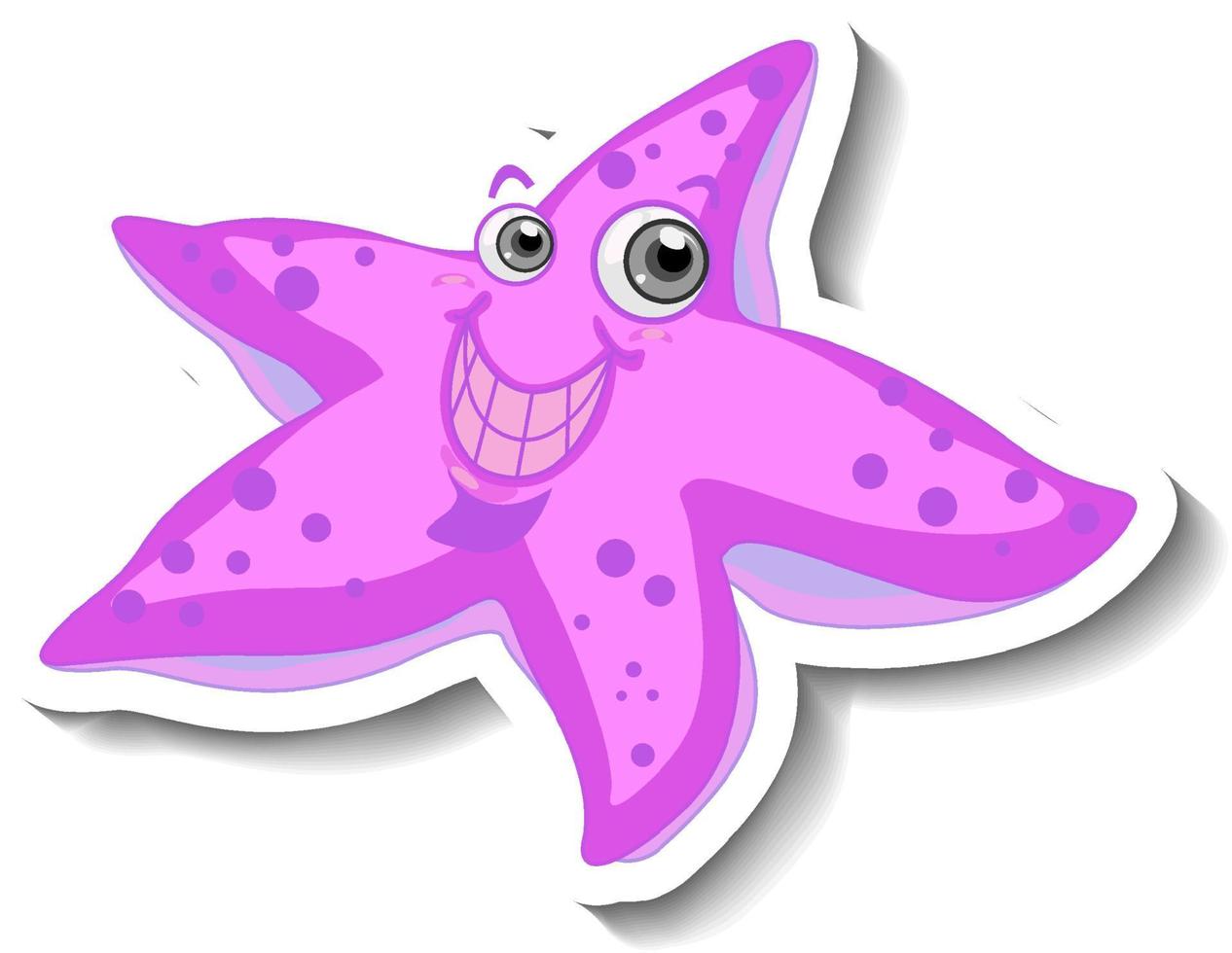 adesivo cartone animato animale marino con simpatiche stelle marine vettore