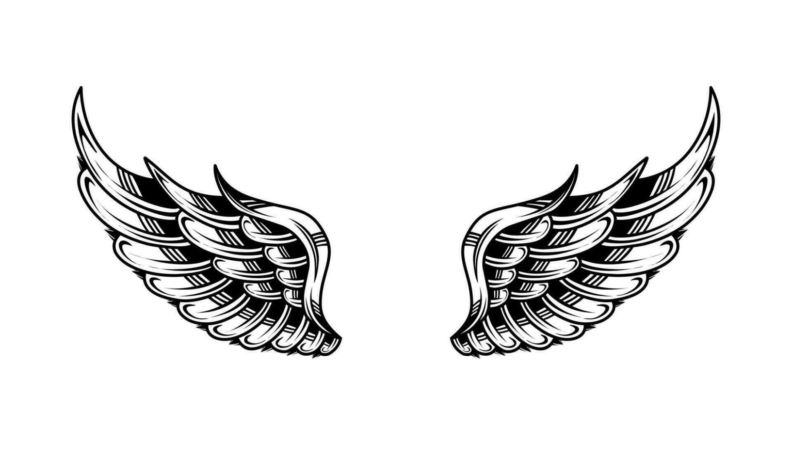 vettore Vintage ▾ angelo ala tatuaggio illustrazione