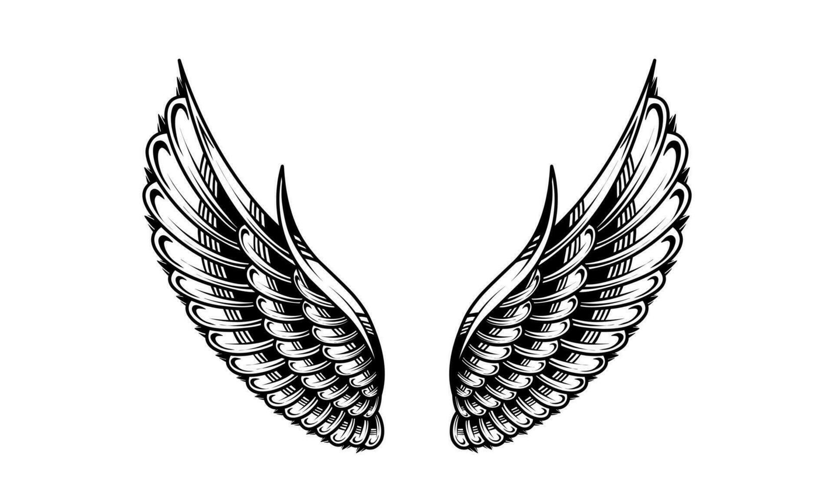 vettore Vintage ▾ angelo ala tatuaggio illustrazione