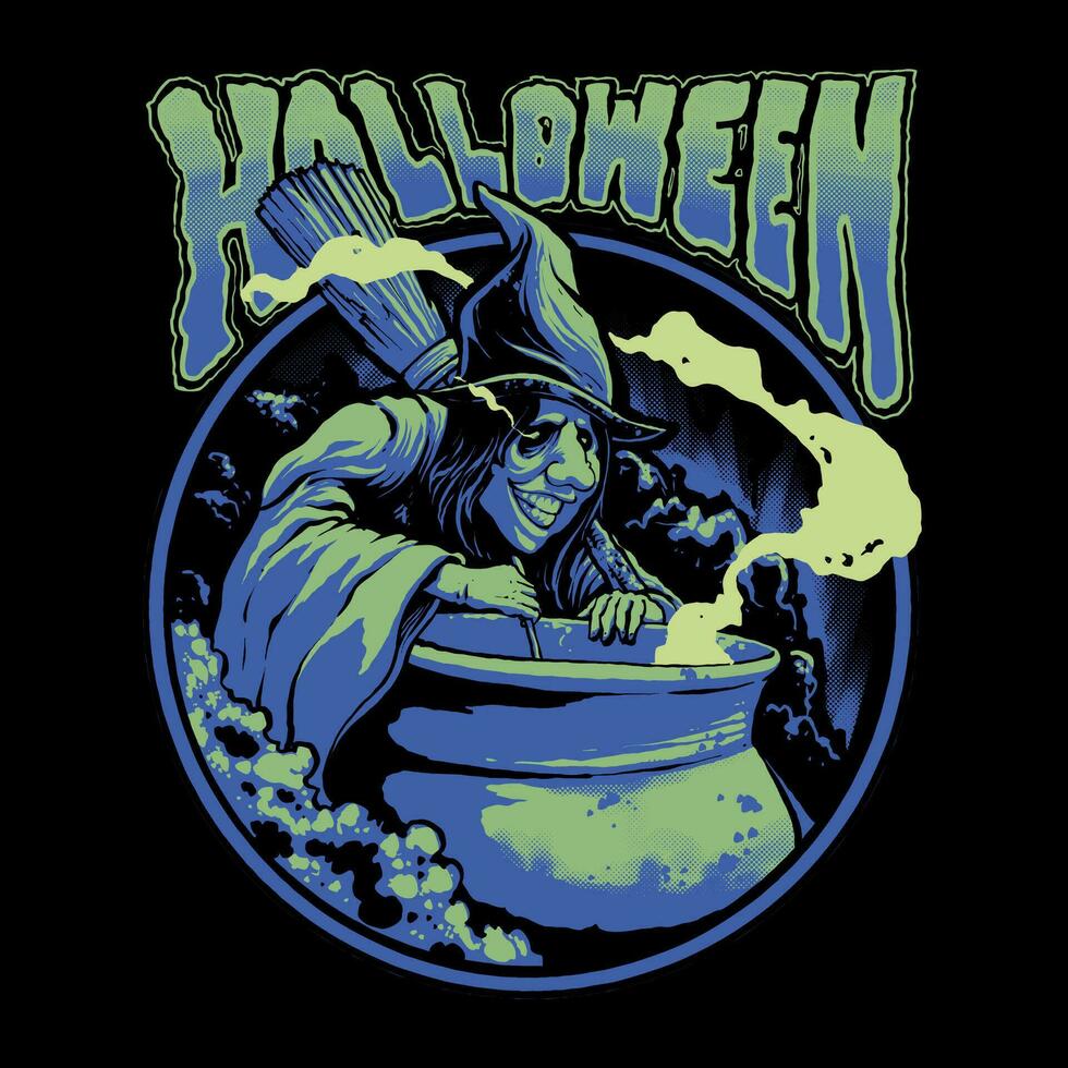 verde strega Halloween illustrazione vettore