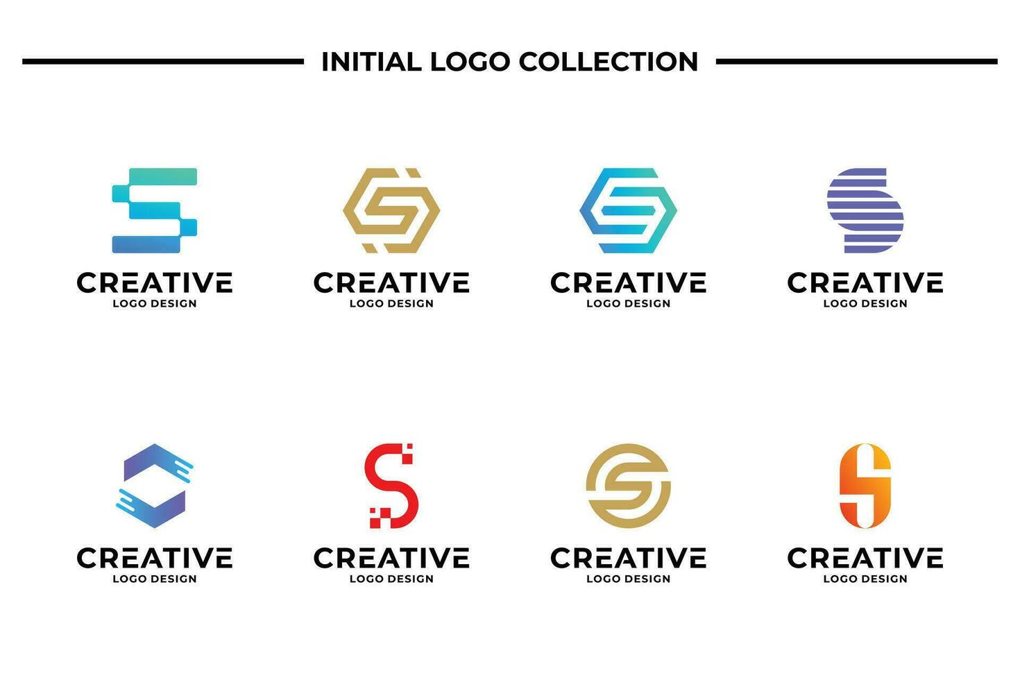 impostato di creativo lettera S logo design modello. attività commerciale logotipo, marca simbolo e icona astratto. vettore