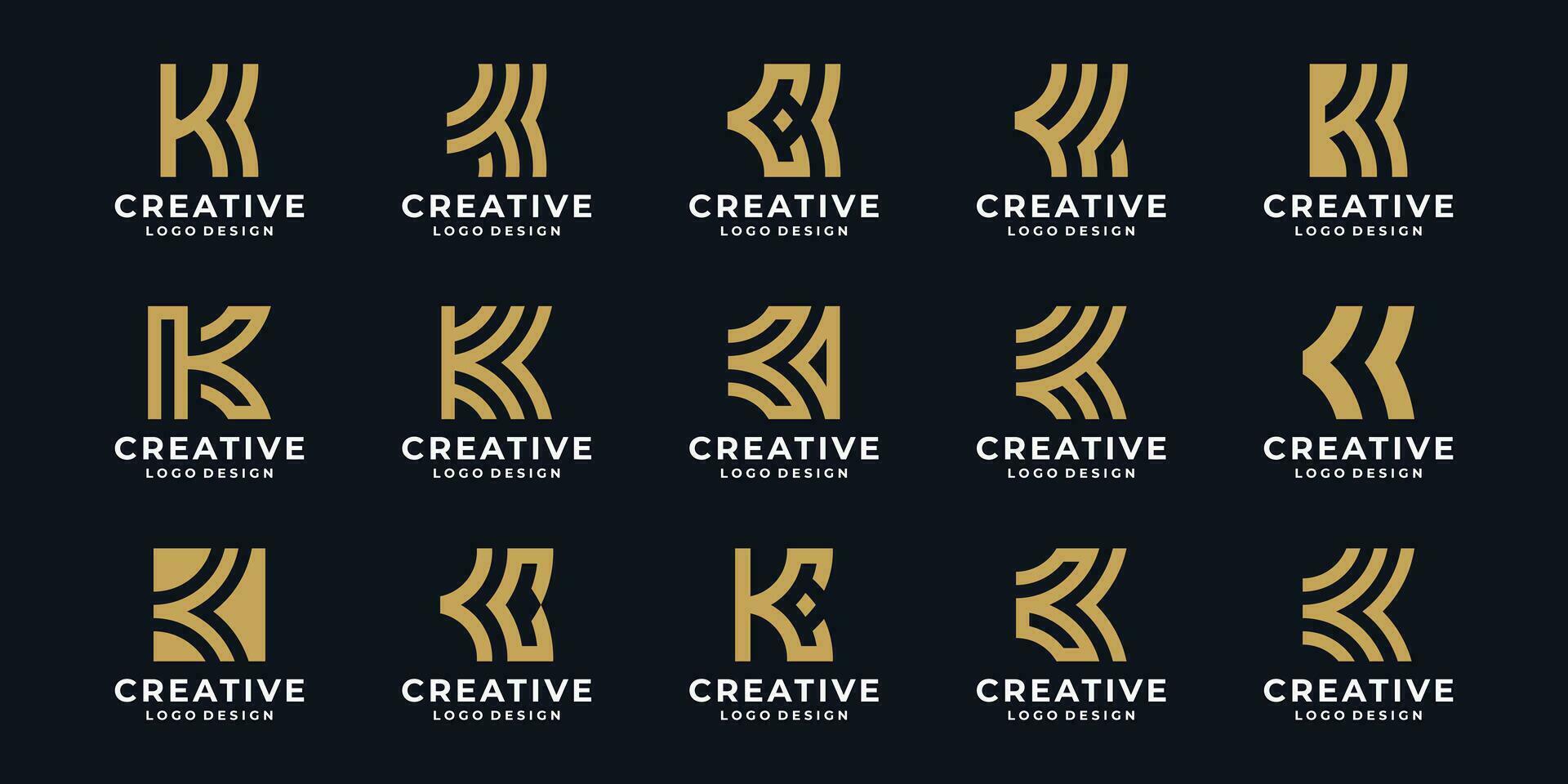 impostato di monogramma iniziale K logo design con variazione forme. vettore