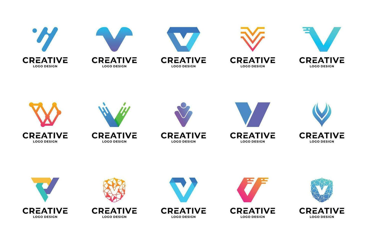 impostato di creativo iniziale lettera v logo design. collezione di lettera v logotipo. vettore
