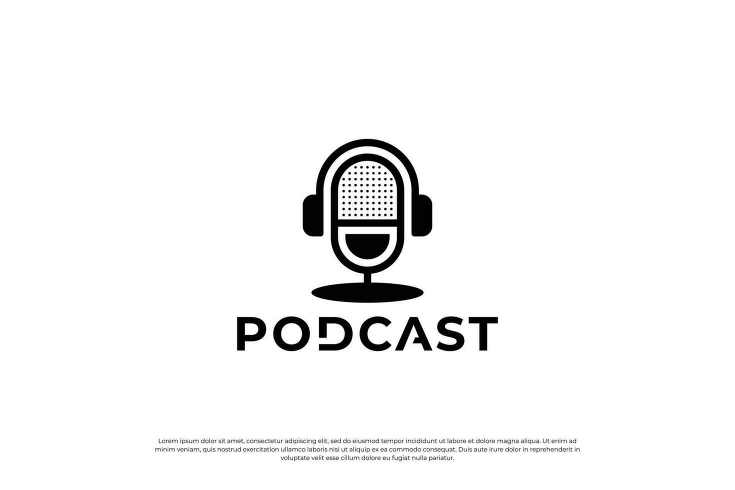 Podcast logo design. silhouette microfono icona. vettore