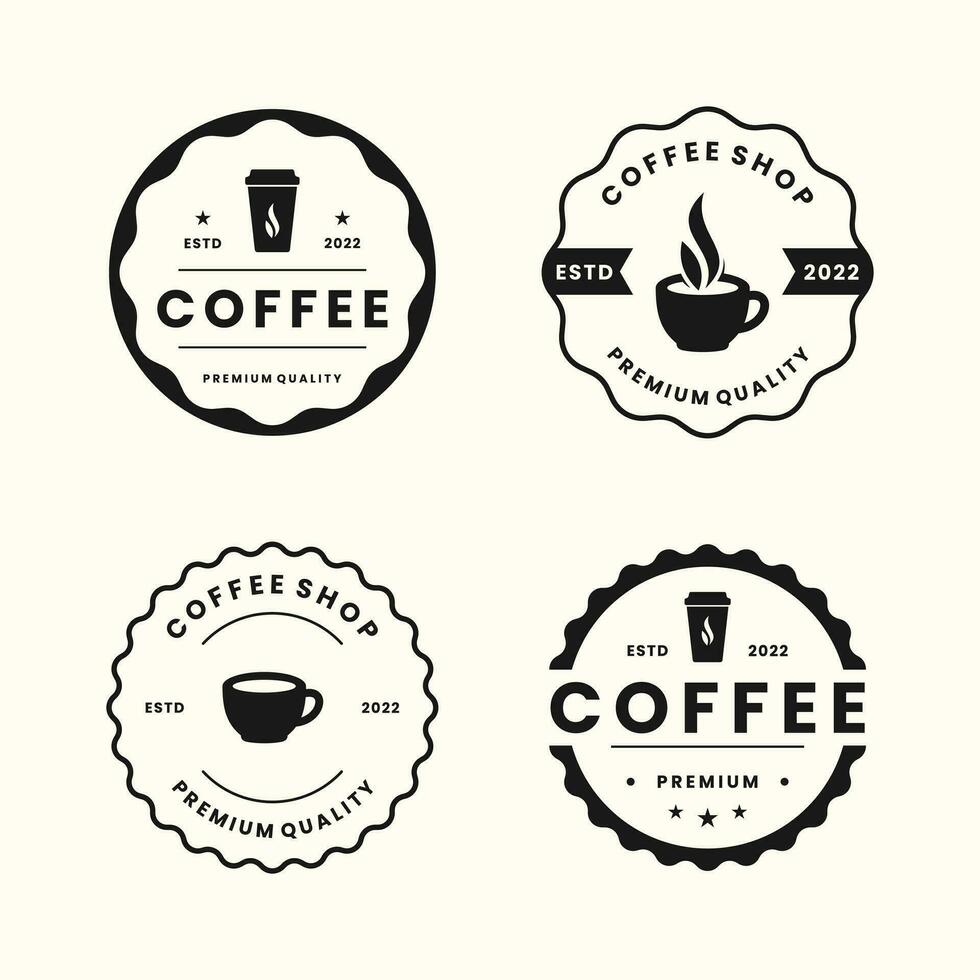 retrò caffè logo design collezione. Vintage ▾ distintivo caffè logo modello vettore