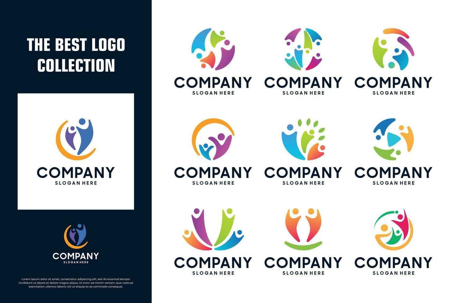 collezione di astratto persone insieme logo design. vettore