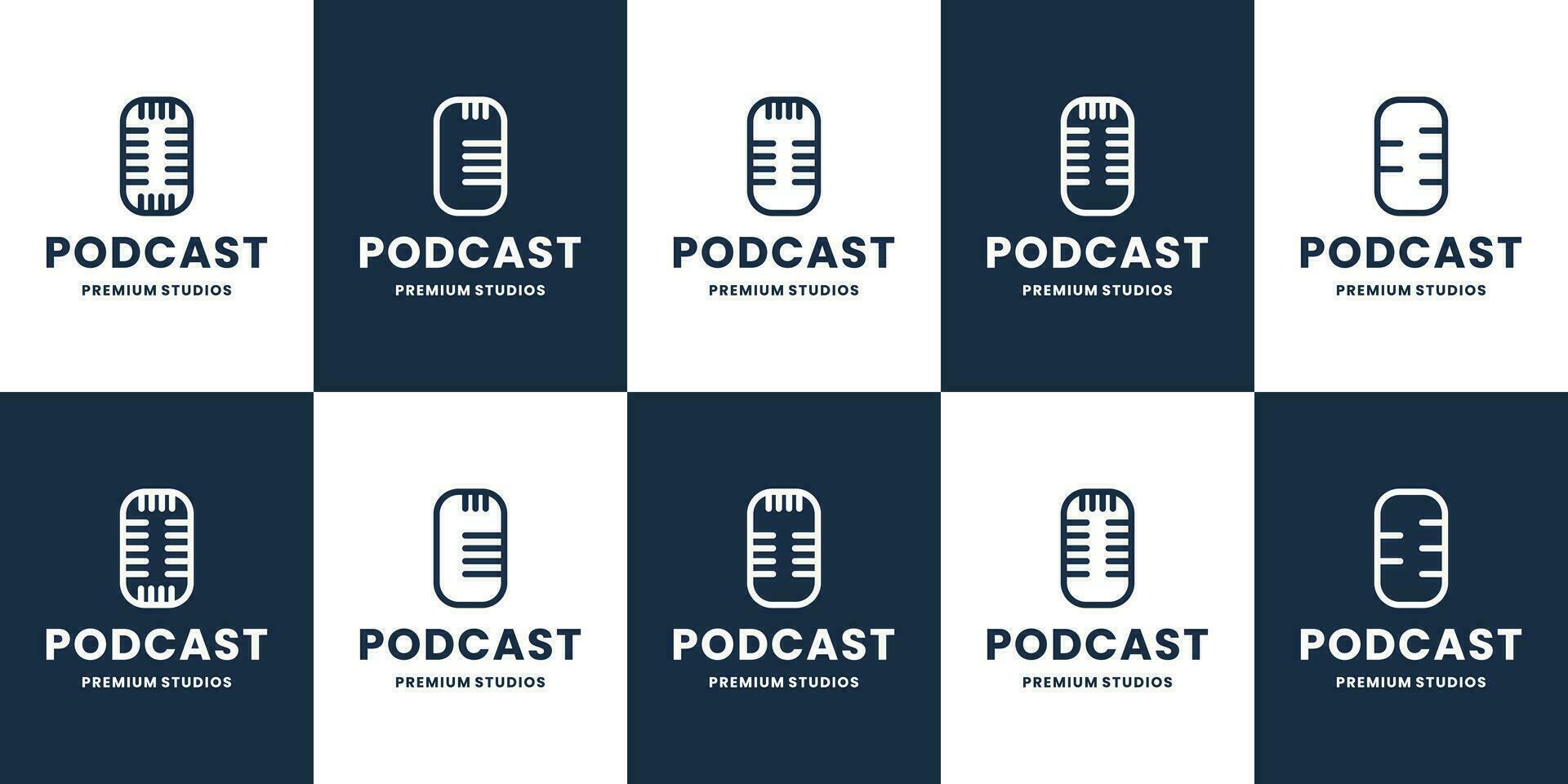 impostato di Podcast logo design collezione vettore