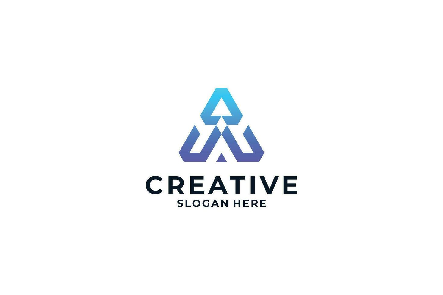 creativo lettera un' logo design con creativo triangolo concetto. vettore