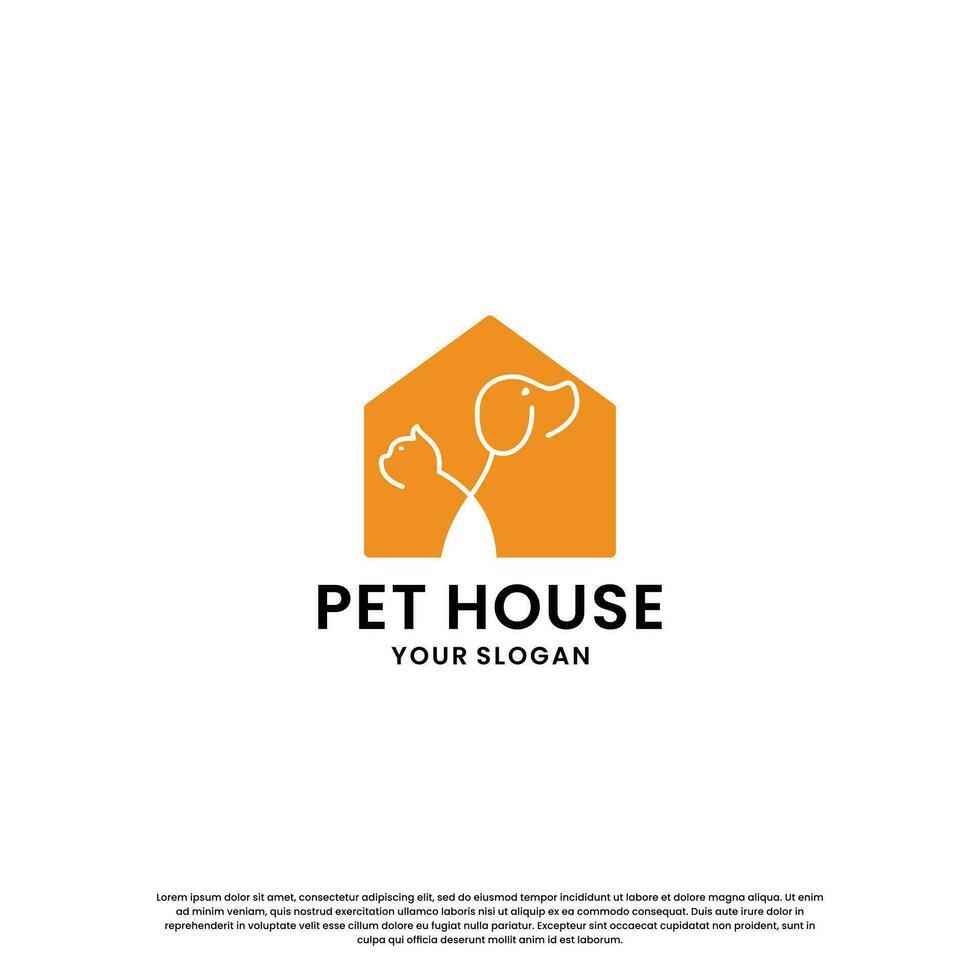 animale domestico Casa, animale domestico memorizzare logo design collezione. coniglio e gatto combinazione nel il Casa vettore