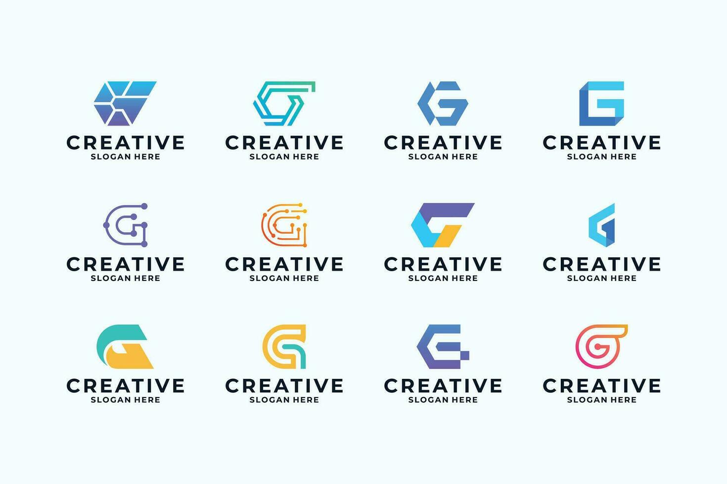 impostato di lettera g logo design con creativo combinazione. vettore