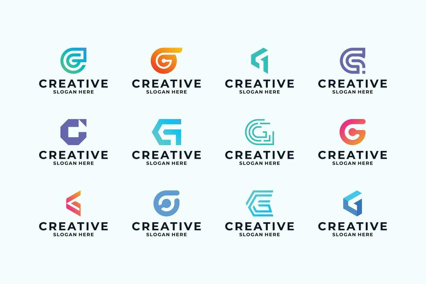 collezione di creativo lettera g logo design. astratto simbolo logo design ispirazione. vettore