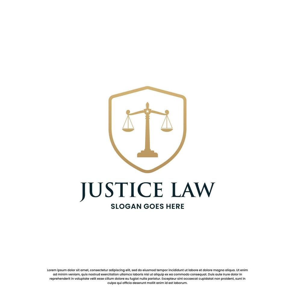 legge logo design. avvocato, procuratore logo modello. vettore