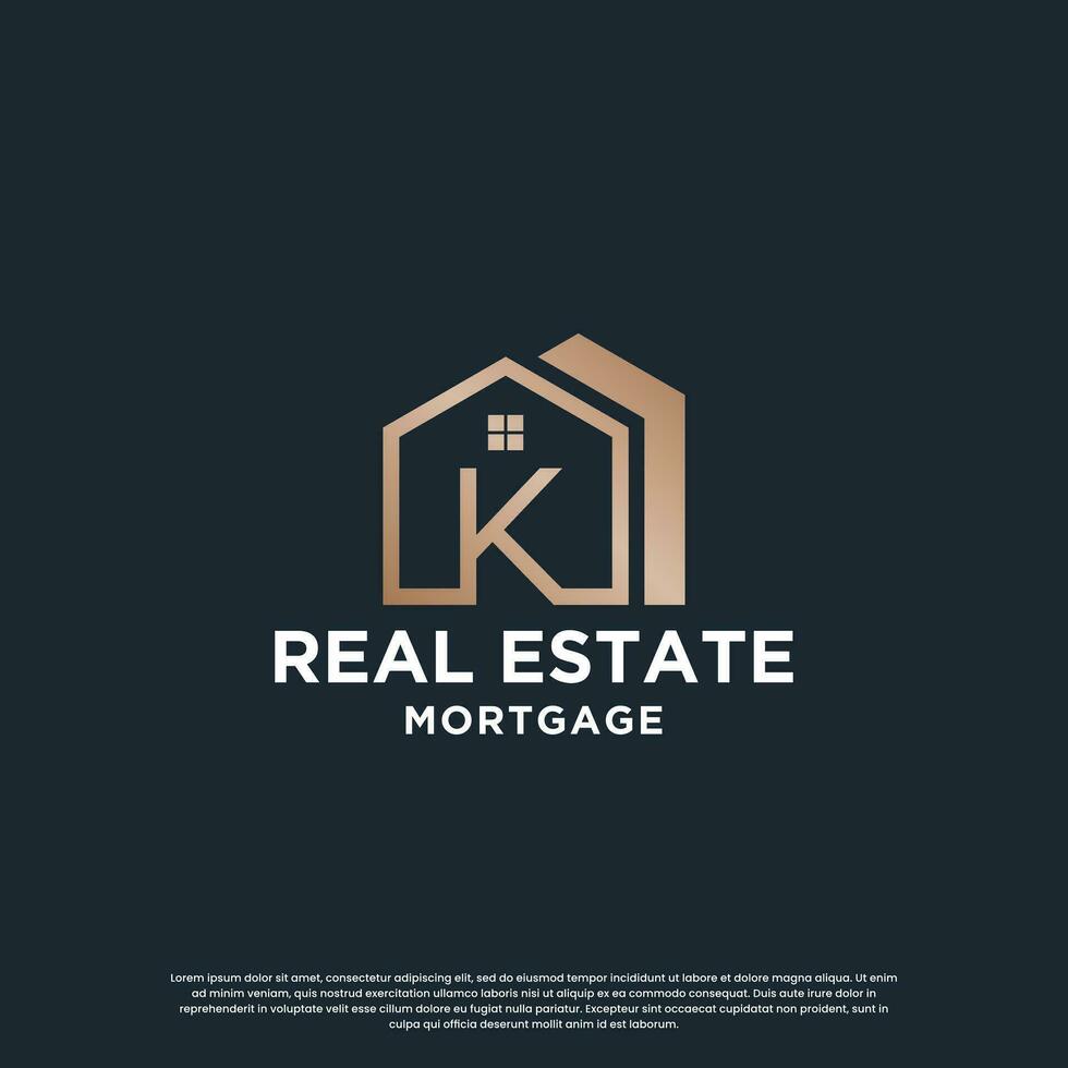 Casa combinare con lettera K logo design per il tuo attività commerciale vettore