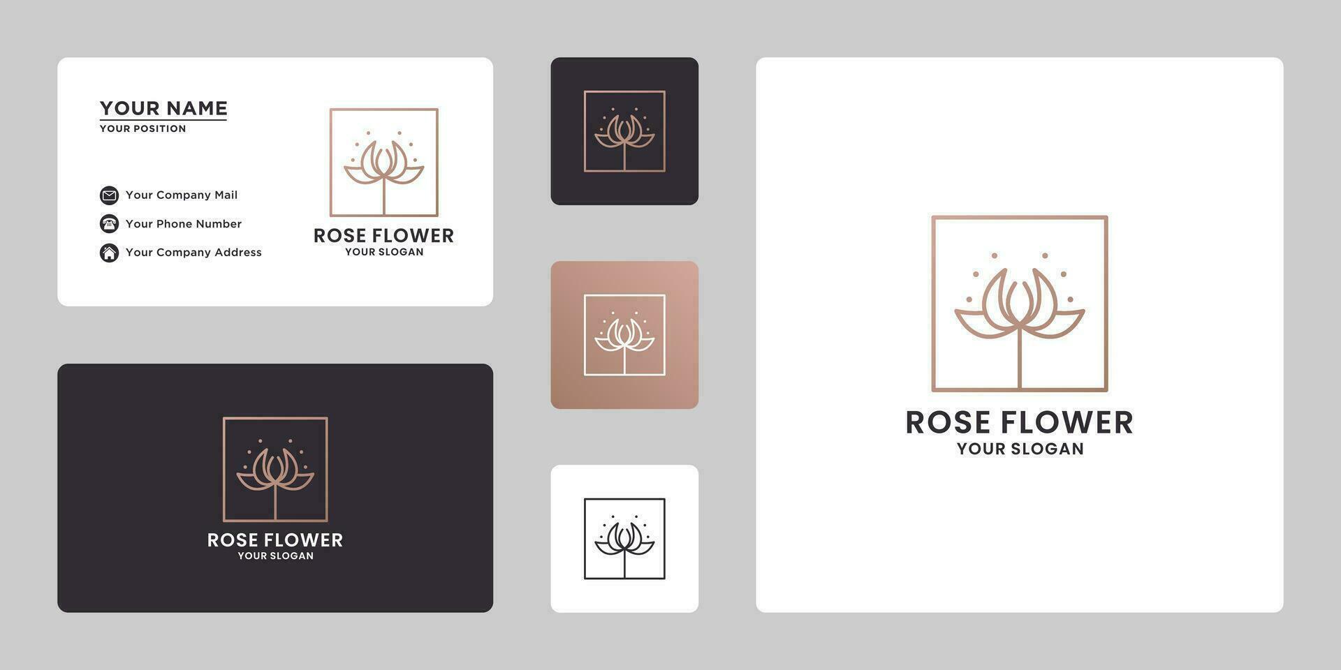 lusso rosa fiore logo design. femminile bellezza rosa logo modello vettore