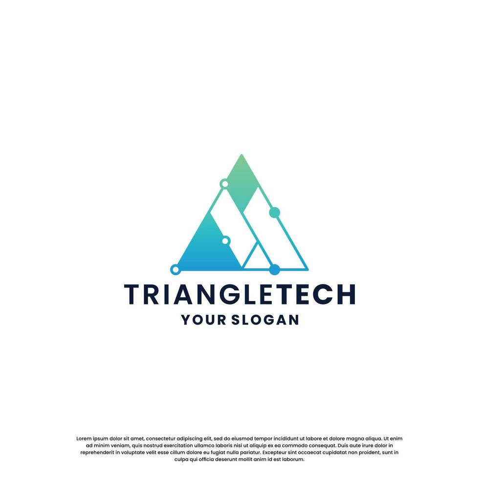 astratto logo per tecnologia. triangolo forma e connessione circuito concetto vettore