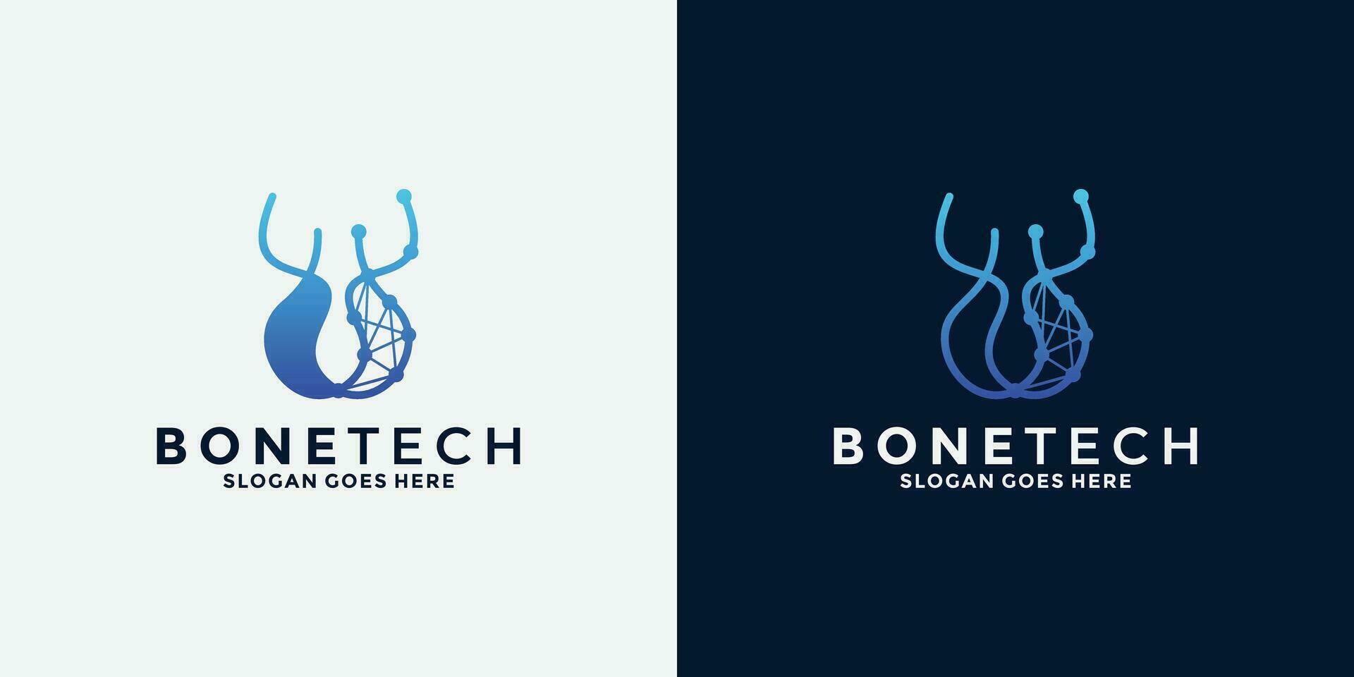 osso Tech logo design per attività commerciale tecnologia quello promuove osso Salute vettore