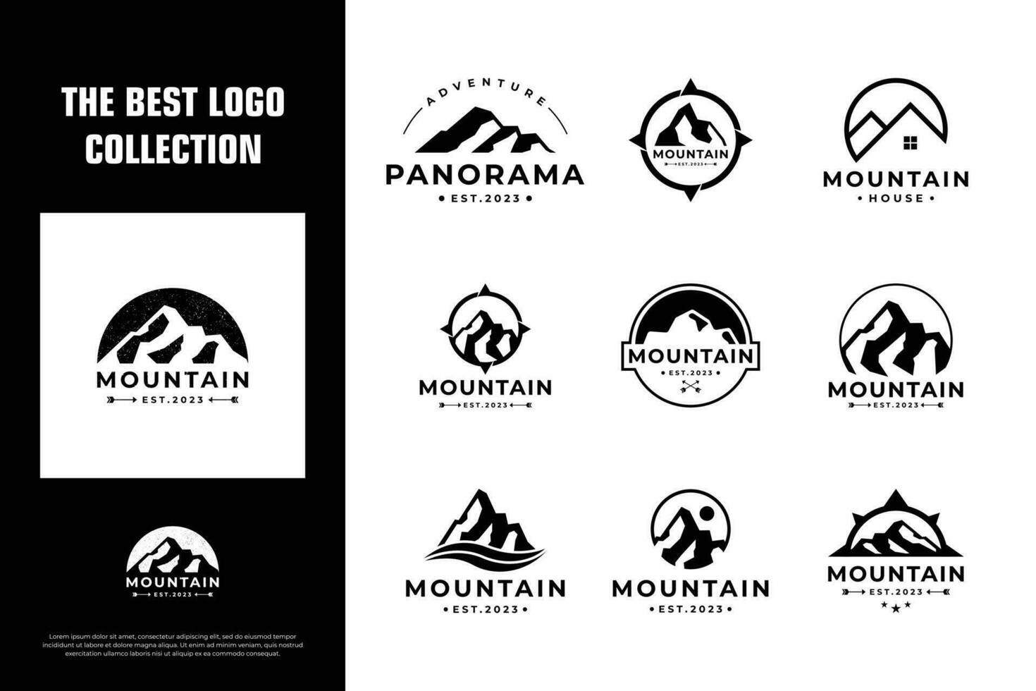 impostato di creativo montagna logo design collezione. vettore