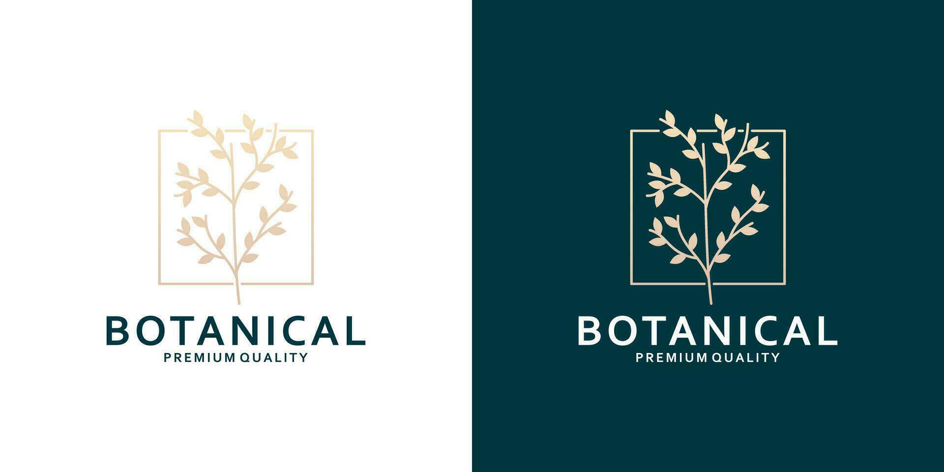 minimalista botanico logo design con d'oro colore vettore