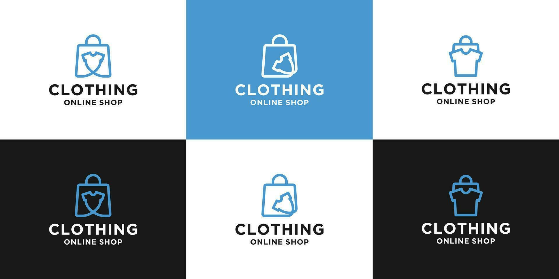 impostato di minimalista capi di abbigliamento negozio logo design per in linea negozio e memorizzare vettore